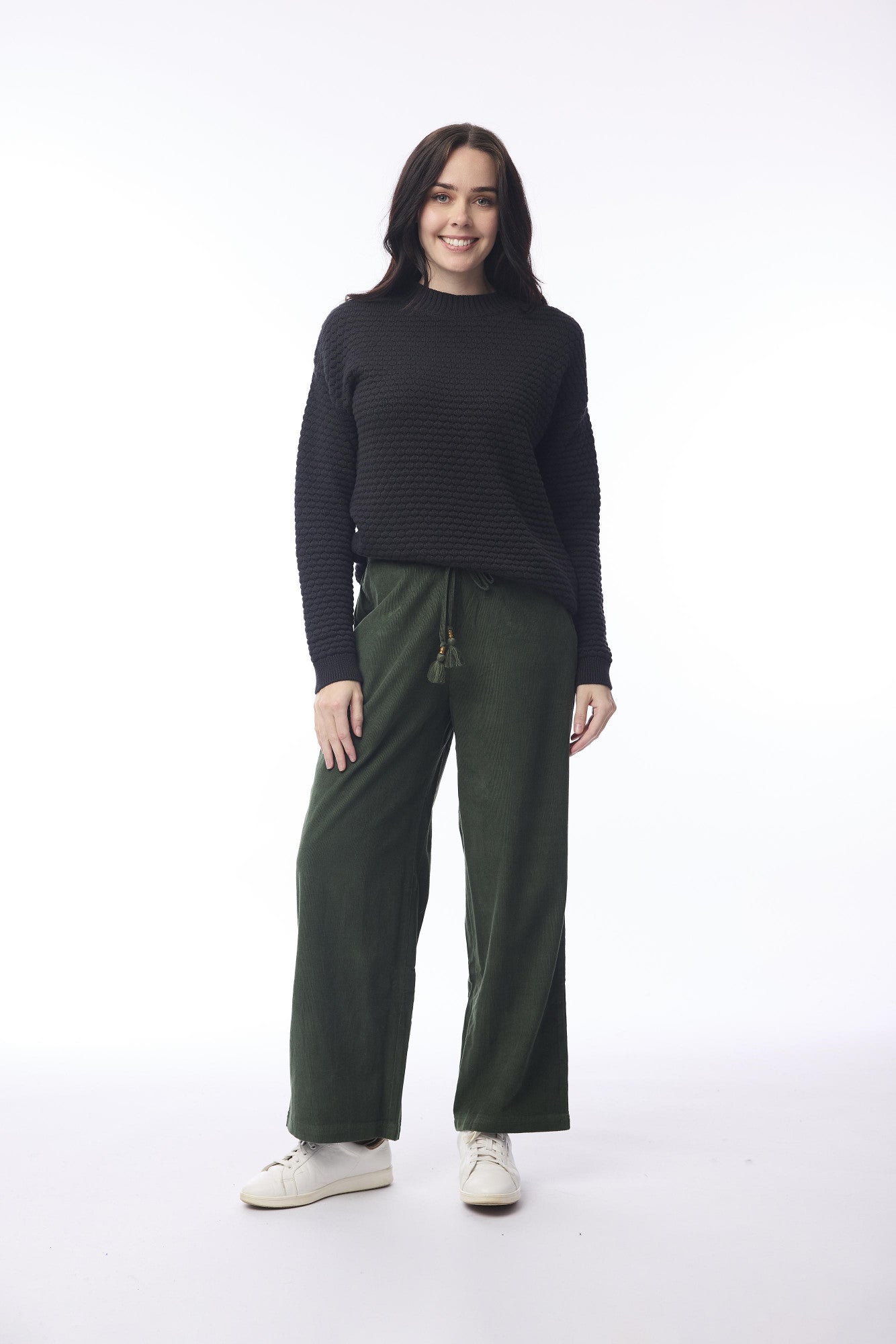 Cord Solid Pant Wide Leg Military