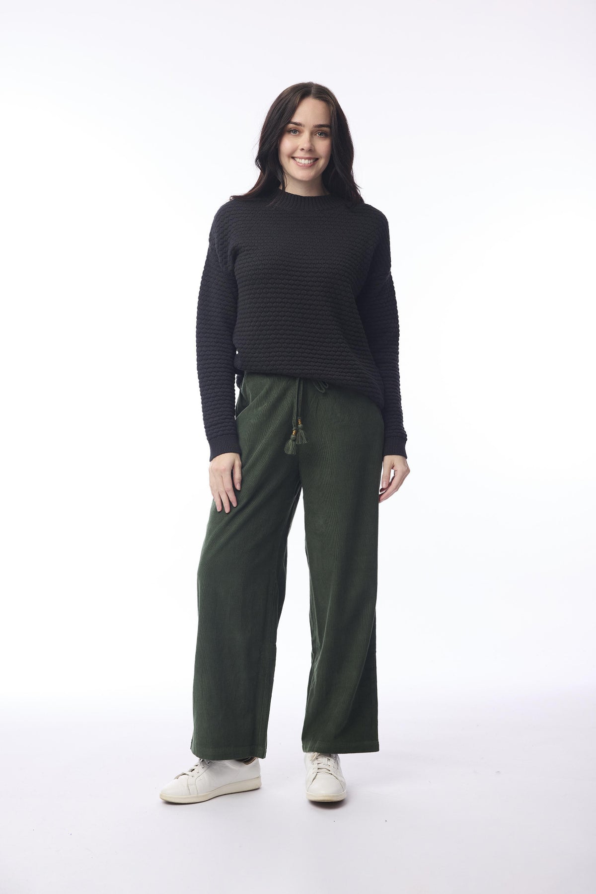 Cord Solid Pant Wide Leg Military