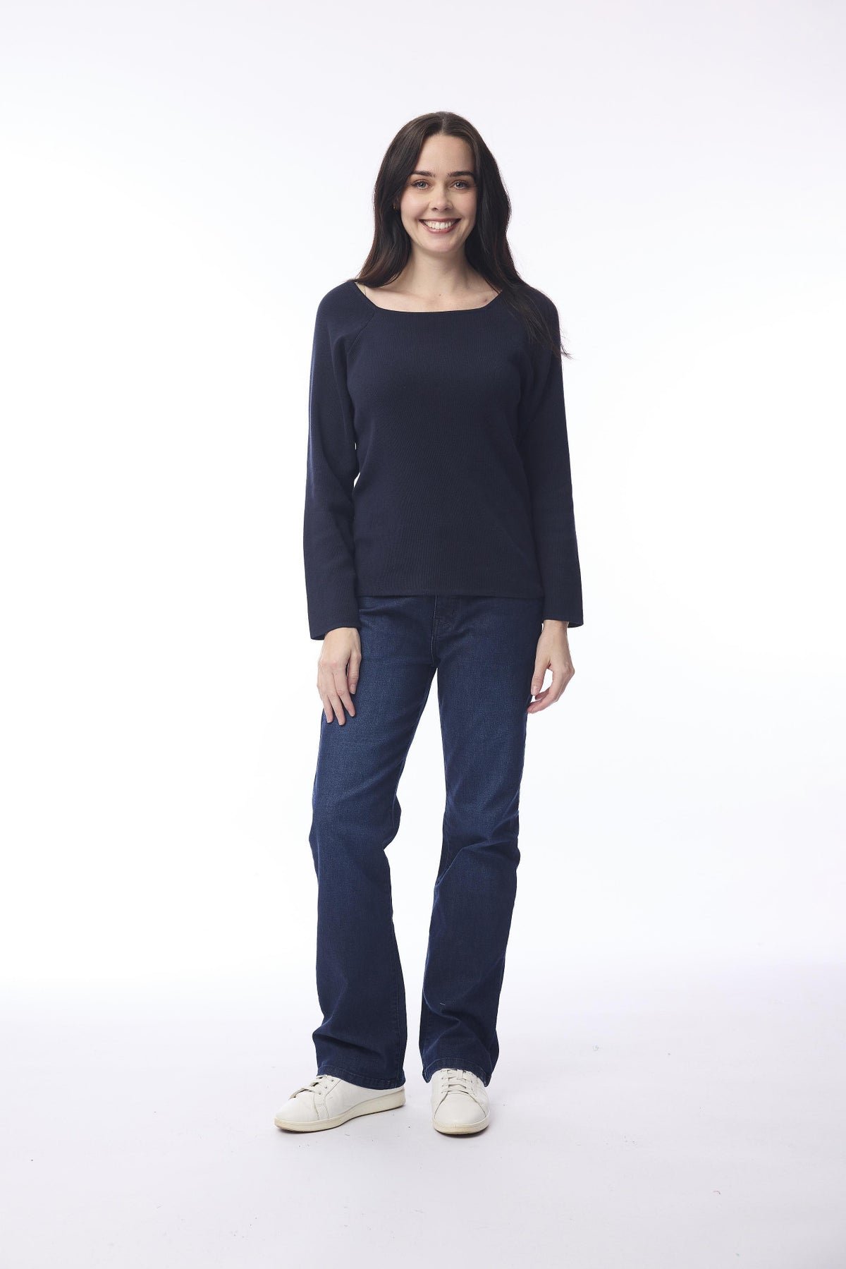 Knit Jumper Square Neckline Navy