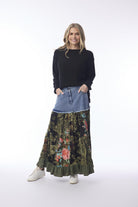 Keqioa Skirt Denim Mix Print