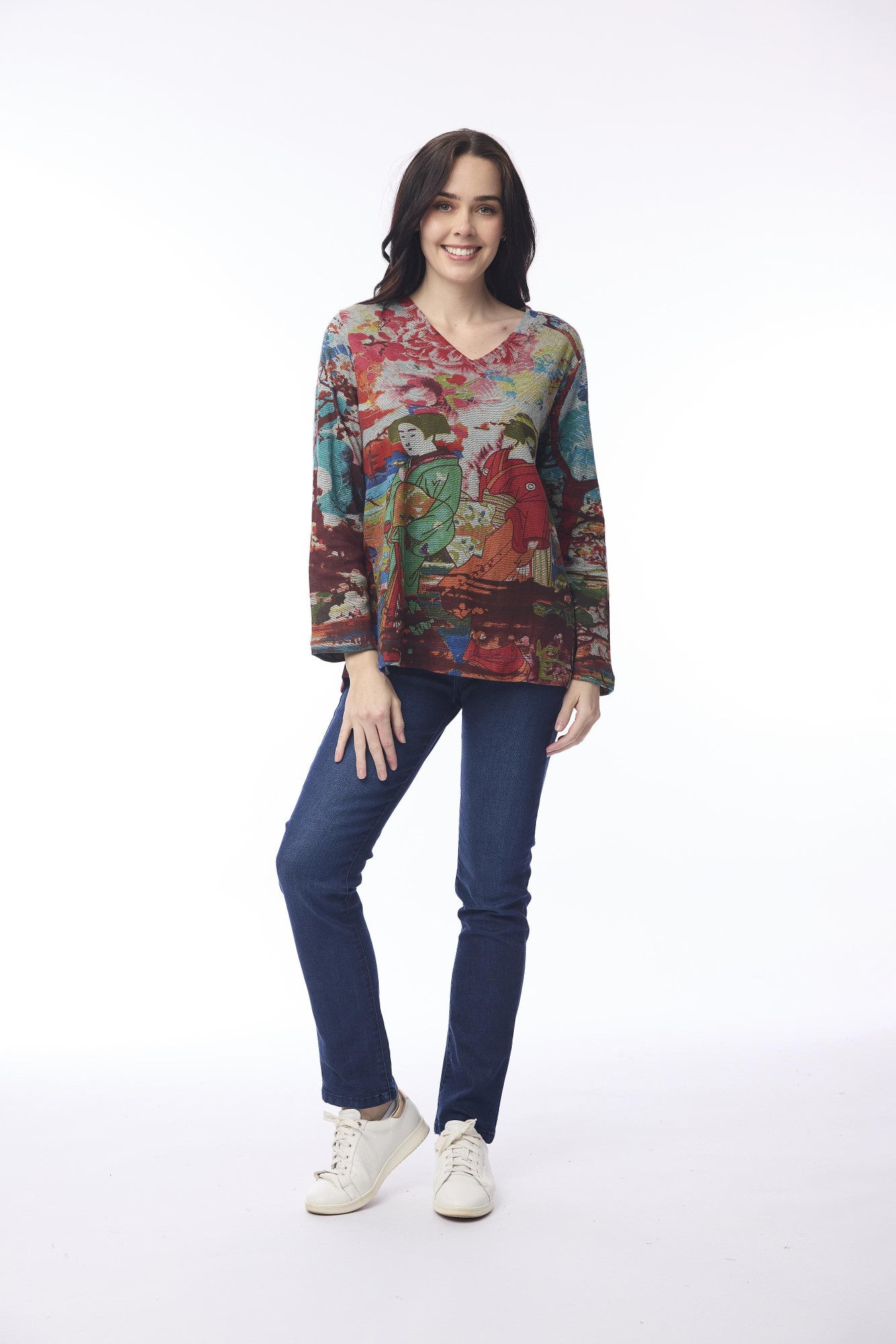 Nippori Tee V Neckline Print